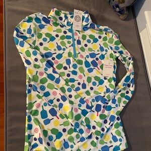 NEW LONG SLEEVE 1/4 ZIP SHIRT in Pickleball paddle print